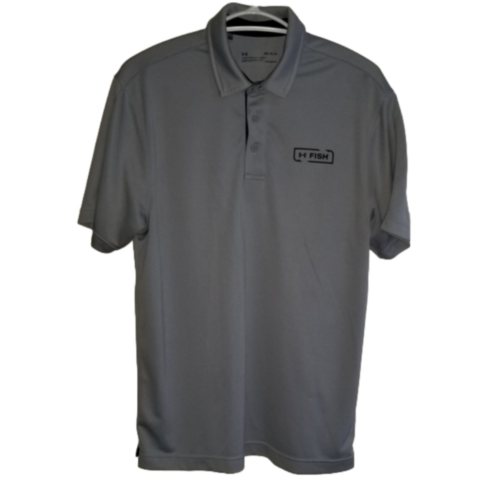 Under Armour Grey Short Sleeve Heatgear Loose Fit Fishing Polo Size M